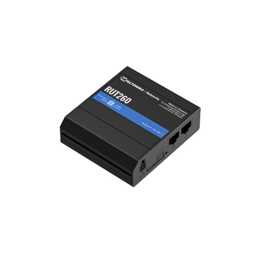 MSDist Teltonika RUT260 LTE CAT6 Cellular Router Top Angle Ethernet Power SIM Slot
