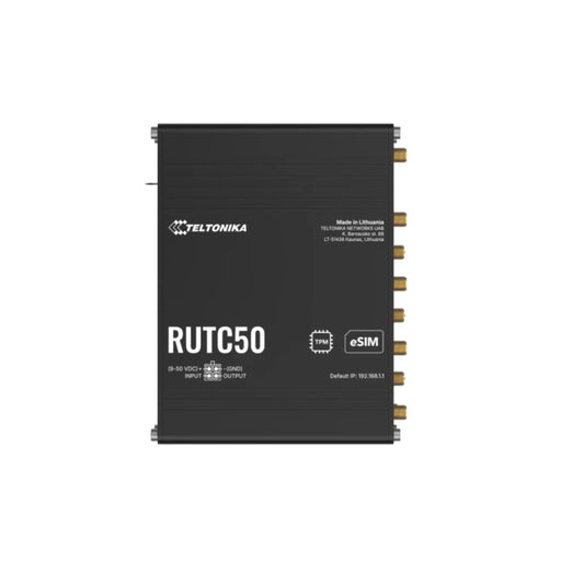 Black Teltonika RUTC50 device on a white background