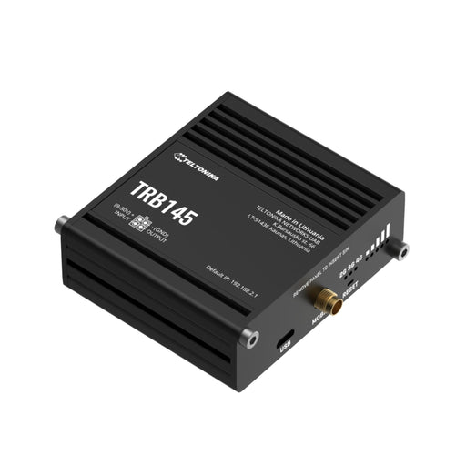 MSDist Teltonika TRB145 Industrial Rugged LTE RS485 Gateway Top Angle SMA Connector USB-Micro