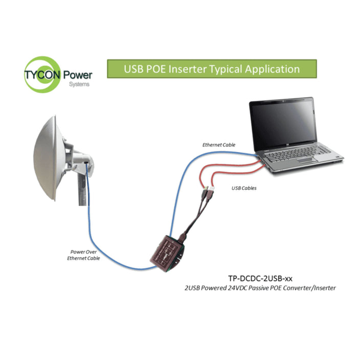 MSDist Tycon Power TP-DCDC-2USB-24 2 USB to PoE Power Injector Cable Setup