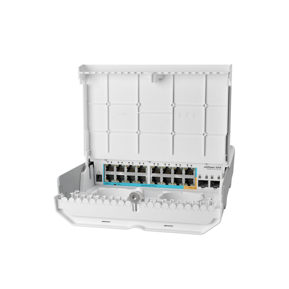 Networking switch with multiple ports on a white background