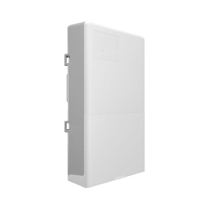 White rectangular wall-mounted electrical box on a white background