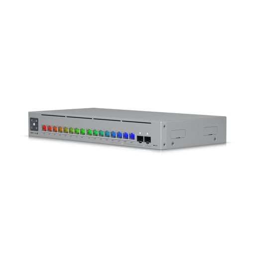 Available From MSDist Ubiquiti UniFi Pro Max 16 PoE USW-Pro-Max-16-PoE Angle Coloured Ports